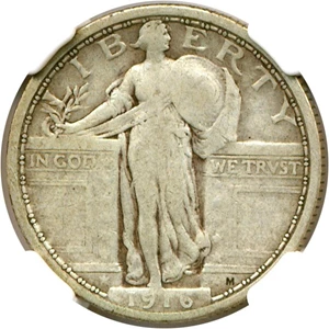 image for: 1916 25c Standing NGC/CAC F15