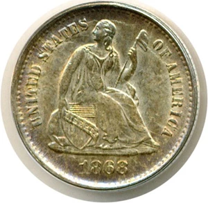 image for: 1868-S H10c ANACS AU58
