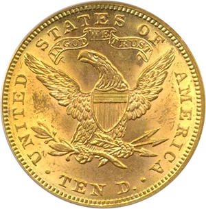 image for: 1896 $10 PCGS MS63 OGH