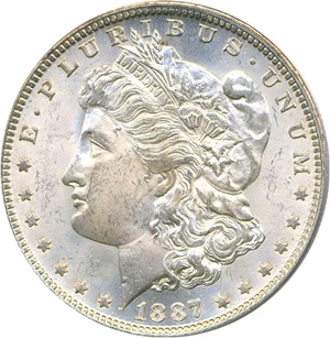 image for: 1887/6-O $1 PCGS/CAC MS64