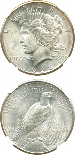 image for: Top 50 VAM: 1926 $1 VAM 2 Doubled Reverse NGC MS65