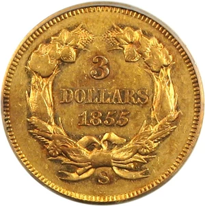 image for: 1855-S $3 PCGS/CAC AU53