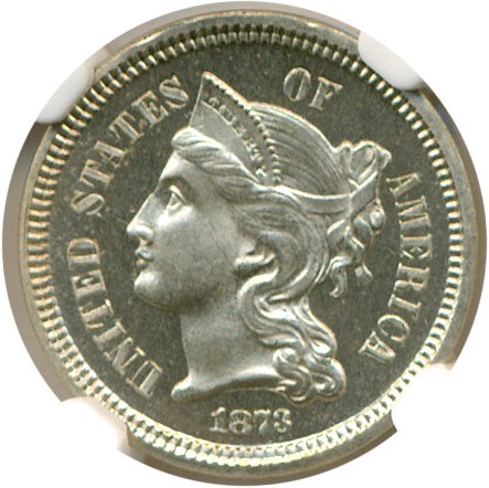 image for: 1873 3cN Closed 3 NGC Proof 65 Cameo