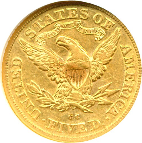 image for: 1879-CC $5  NGC/CAC AU53 