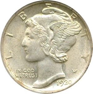 image for: 1920-D 10c PCGS MS62 FB