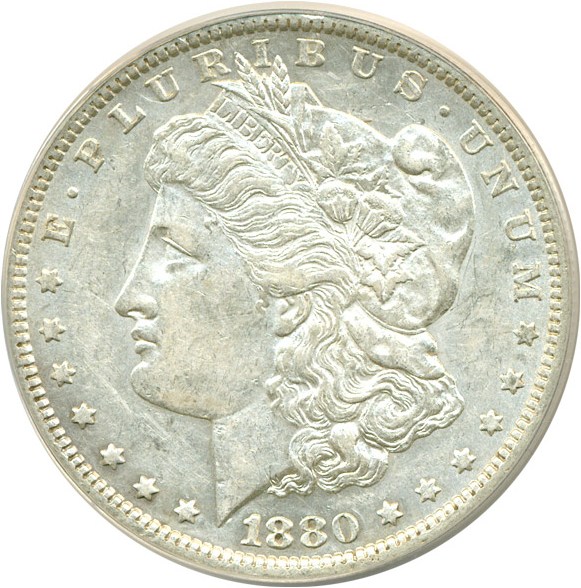 image for: Top 100 VAM: 1880-O $1 VAM 6A  8/7 Ear ANACS AU50