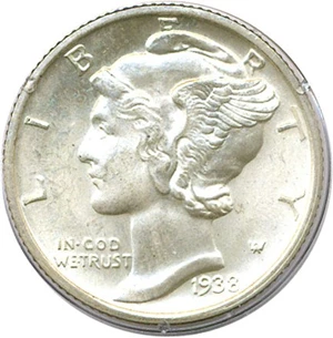 image for: 1938-D 10c PCGS MS65 FB OGH