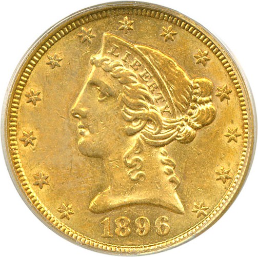 image for: 1896-S $5  PCGS AU50 OGH