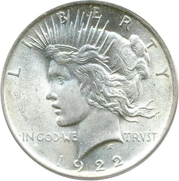 image for: Top 50 VAM: 1922 $1 VAM 2A  Earring PCGS MS62 