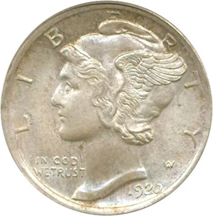 image for: 1920-D 10c PCGS MS65 FB