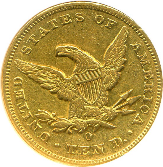 image for: 1848-O $10  NGC/CAC AU53 