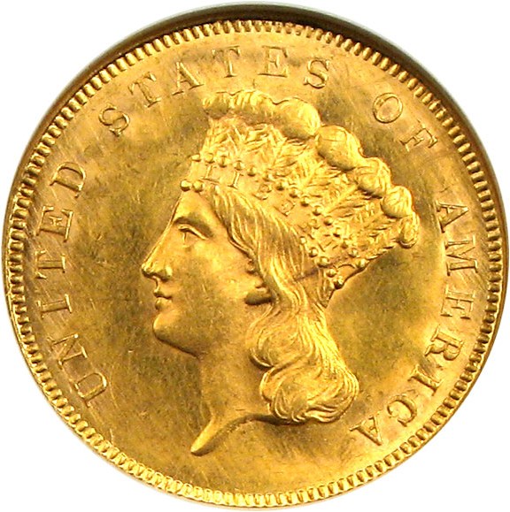 image for: 1855 $3  NGC MS63 