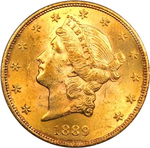 image for: 1889 $20 PCGS MS62