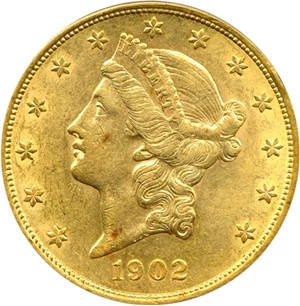 image for: 1902 $20 PCGS AU58
