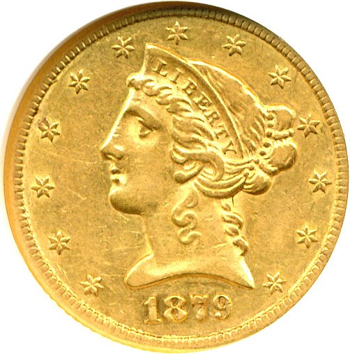 image for: 1879-CC $5  NGC/CAC AU53 