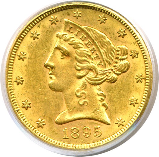image for: 1895-S $5  PCGS AU58 