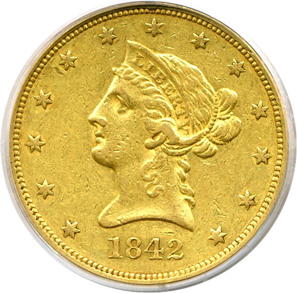 image for: 1842 $10 Large Date PCGS XF45 