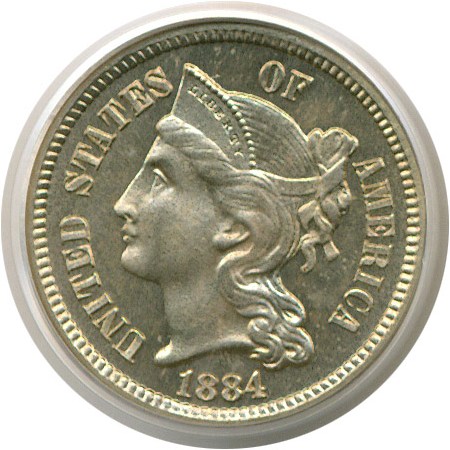 image for: 1884 3cN  PCGS Proof 65 Cameo