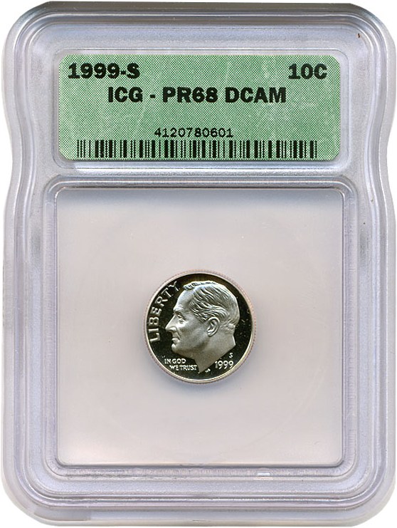 image for: 1999-S 10c  ICG Proof 68 DCameo