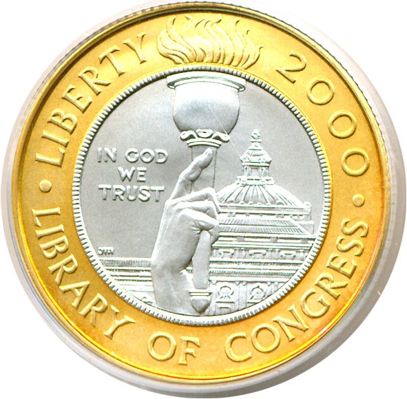 image for: 2000-W $10 Library of Congress (Bimetallic) PCGS MS69 