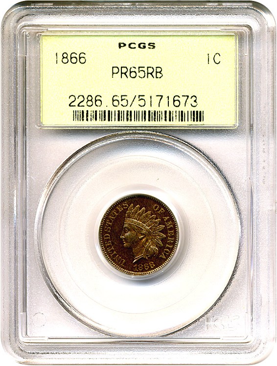image for: 1866 1c  PCGS Proof 65 RB OGH