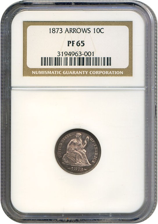 image for: 1873 10c Arrows NGC Proof 65 