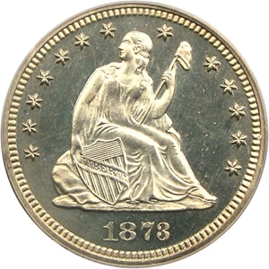 image for: 1873 25c No Arrows PCGS Proof 64 Cameo