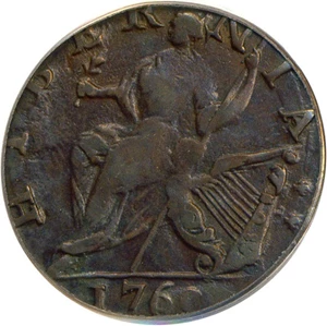image for: 1760 1/2 P Voce Populi PCGS AU50 BN