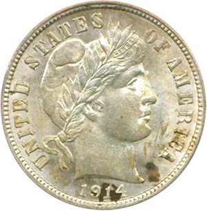 image for: 1914 10c PCGS MS65