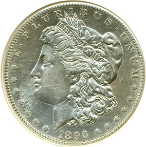 image for: 1896-S $1 DGS AU50 (Cleaned, Environmental Damage)