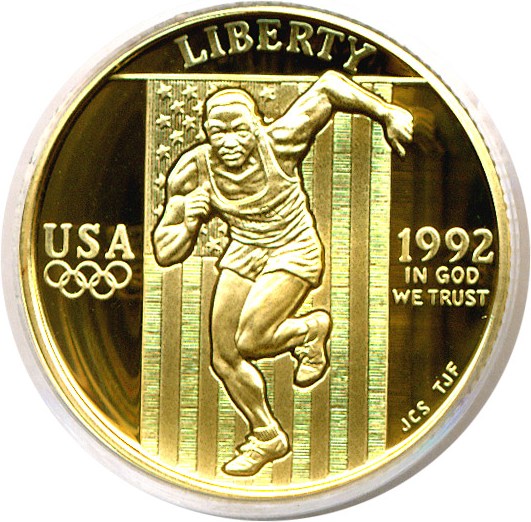 image for: 1992-W $5 Olympic Sprinter PCGS Proof 70 DCameo