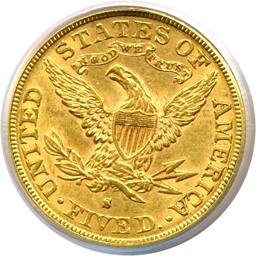 image for: 1895-S $5  PCGS AU58