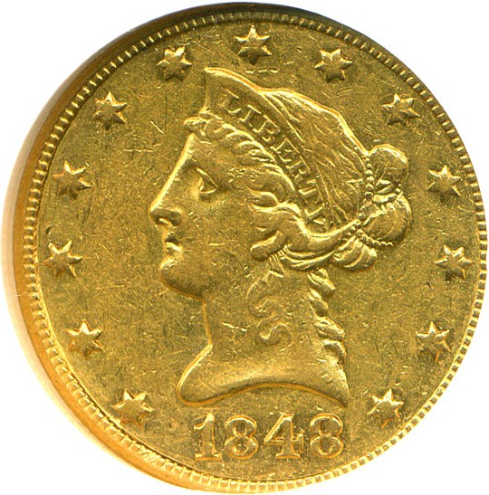 image for: 1848-O $10  NGC/CAC AU53 