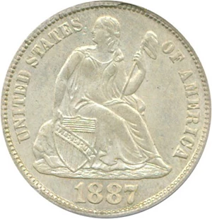 image for: 1887 10c PCGS MS64