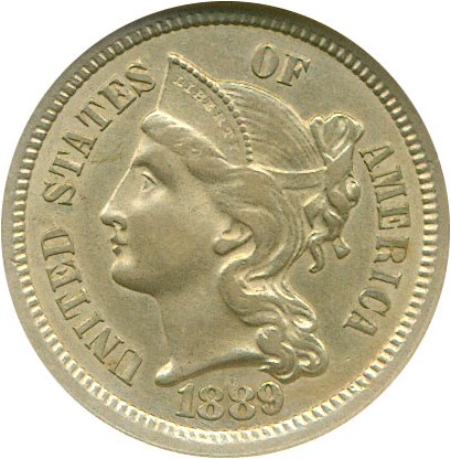 image for: 1889 3cN DGS AU58  (Lightly Cleaned)