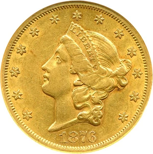 image for: 1876-CC $20 NGC AU50
