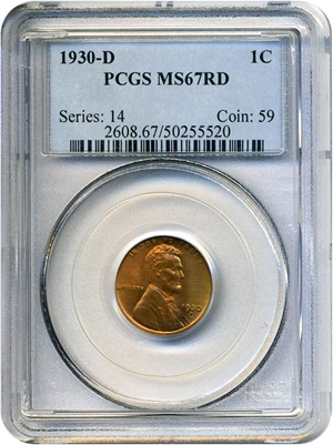 image for: 1930-D 1c PCGS MS67 RD