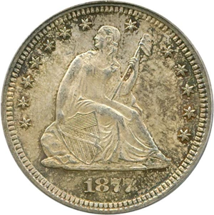 image for: 1877-S/S 25c PCGS MS64 S/Horizontal S