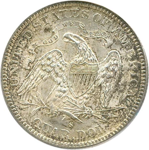 image for: 1877-S/S 25c PCGS MS64 S/Horizontal S