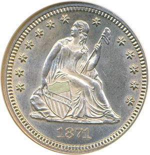 image for: 1871 25c NGC MS64