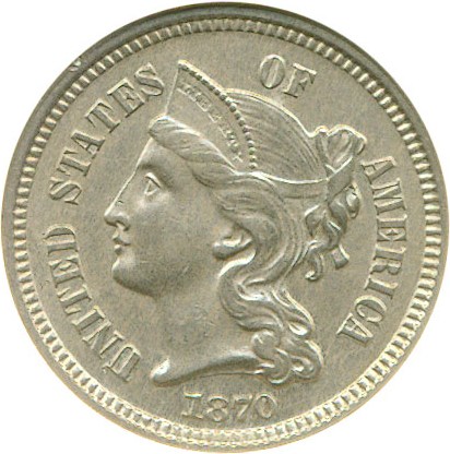 image for: 1870 3cN DGS AU58 (Lightly Cleaned)