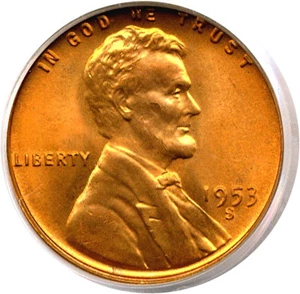 image for: 1953-S 1c PCGS MS67 RD ex: Omaha Bank Hoard