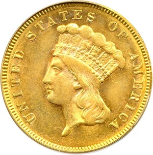 image for: 1874 $3 PCGS MS62 OGH
