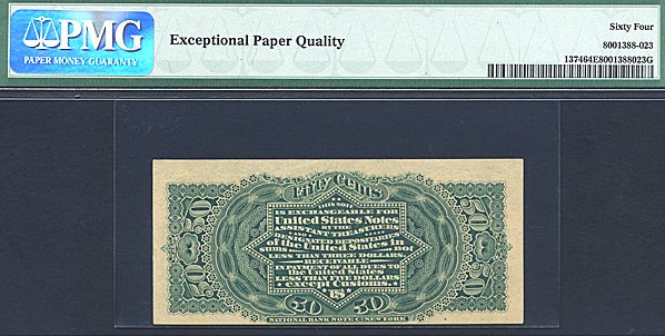 image for: Fractional Currency: Fr.1374  50-Cent Lincoln PMG Choice CU64 EPQ