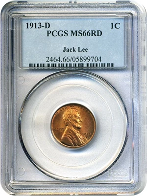 image for: 1913-D 1c PCGS MS66 RD ex: Jack Lee