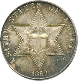 image for: 1860 3cS  PCGS MS64