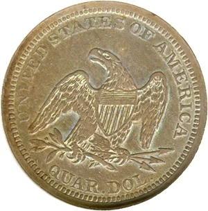 image for: 1840 25c DGS XF45 (Cleaned and Retoned)