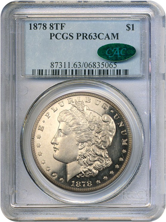image for: 1878 8TF $1  PCGS/CAC Proof 63 Cameo