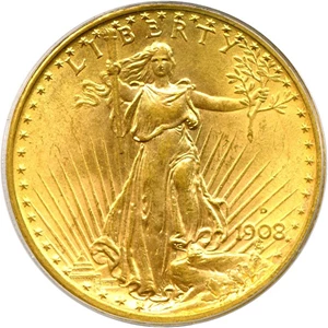 image for: 1908-D $20 Motto PCGS MS64