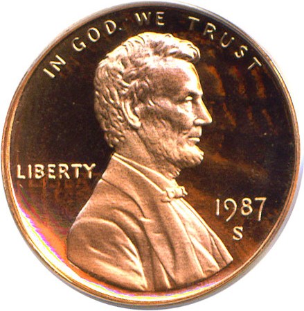image for: 1987-S 1c  PCGS Proof 69 RD DCameo